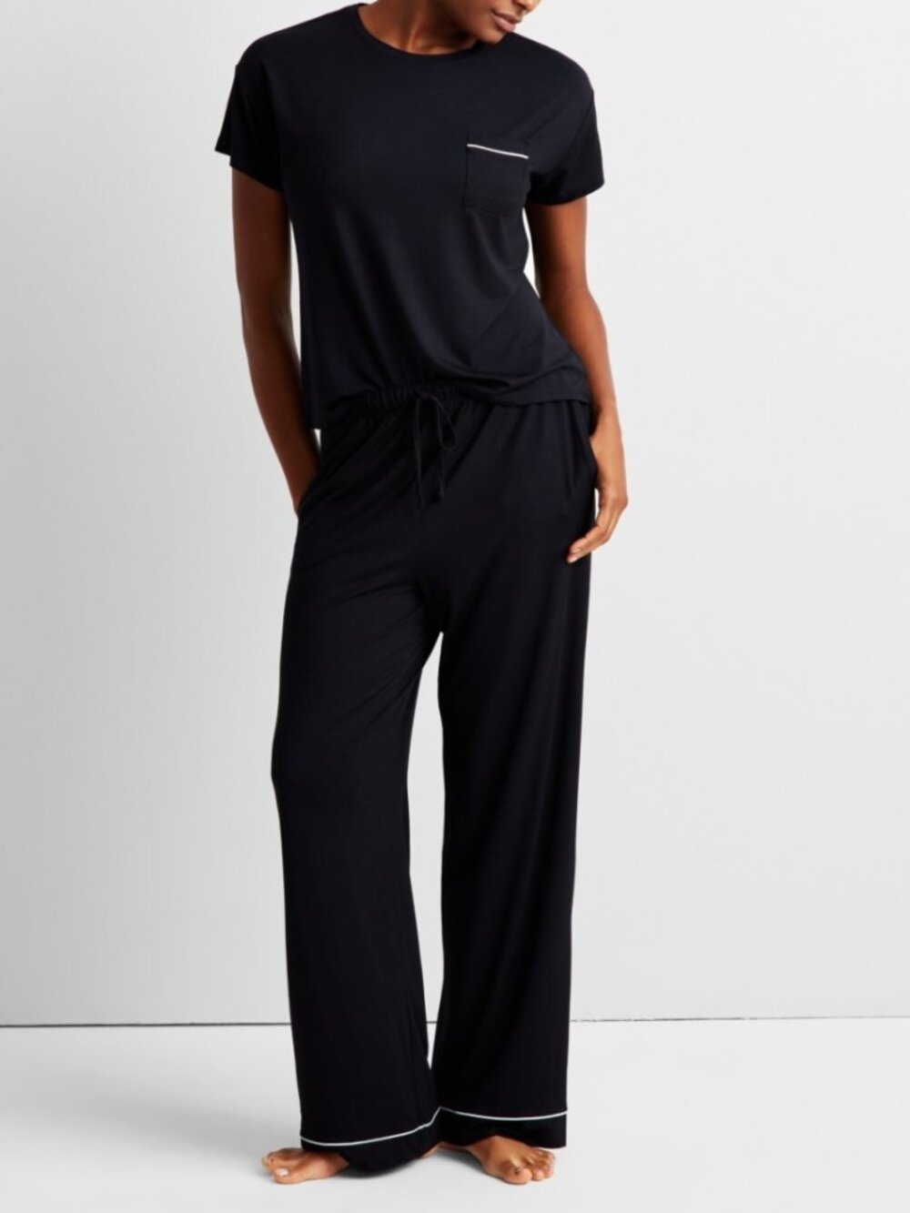 State of Day Women's 2-Pc Fluid Knit Pajamas Set Deep Black PJ Lounge Sz XL NWT
